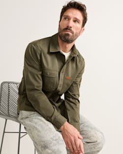 MEN'S TWILL WORK SHIRT IN GREEN/PONDEROSA image number 1