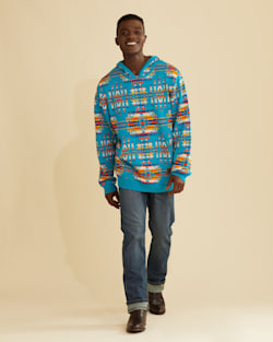 ALTERNATE VIEW OF WRANGLER X PENDLETON MEN'S SWEATER-KNIT MERINO HOODIE IN TURQUOISE MULTI image number 5