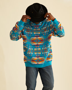 ALTERNATE VIEW OF WRANGLER X PENDLETON MEN'S SWEATER-KNIT MERINO HOODIE IN TURQUOISE MULTI image number 6