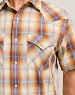 ALTERNATE VIEW OF MEN'S SHORT-SLEEVE PLAID FRONTIER SHIRT IN TAN/BLUE/RUST image number 4