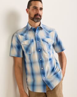 MEN'S SHORT-SLEEVE PLAID FRONTIER SHIRT IN IVORY/BLUE image number 1