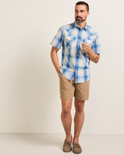 ALTERNATE VIEW OF MEN'S SHORT-SLEEVE PLAID FRONTIER SHIRT IN IVORY/BLUE image number 6