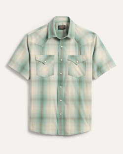 MEN'S SHORT-SLEEVE PLAID FRONTIER SHIRT IN ECRU/TURQUOISE image number 1