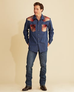 WRANGLER X PENDLETON MEN'S LONG-SLEEVE DENIM WORKSHIRT IN MEDIUM WASH image number 1