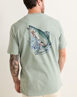 MEN'S SHORT-SLEEVE DESCHUTES SALMON GRAPHIC TEE IN SAGE GREEN/BLUE image number 1