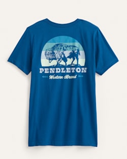 ALTERNATE VIEW OF MEN'S SHORT-SLEEVE BISON SUNSET GRAPHIC TEE IN COOL BLUE image number 2