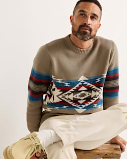 MEN'S BRIDGE CREEK COTTON SWEATER IN STONE image number 1