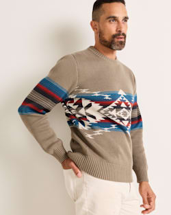 ALTERNATE VIEW OF MEN'S BRIDGE CREEK COTTON SWEATER IN STONE image number 3
