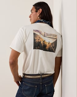 BACK VIEW OF MEN'S WILD HORSES GRAPHIC TEE IN VINTAGE WHITE/MULTI image number 2