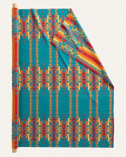 CONDENSED HEAVYWEIGHT JACQUARD FABRIC IN TURQUOISE/RED image number 1