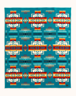 ALTERNATE VIEW OF CHIEF JOSEPH BLANKET IN BRIGHT TURQUOISE image number 3