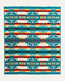 ALTERNATE VIEW OF CHIEF JOSEPH BLANKET IN BRIGHT TURQUOISE image number 4