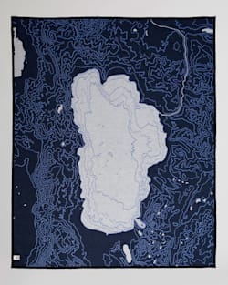 ALTERNATE VIEW OF LAKE TAHOE TOPOGRAPHICAL BLANKET IN IVORY/BLUE MULTI image number 2