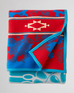 ALTERNATE VIEW OF GATHER BLANKET IN BLUE/RED MULTI image number 3