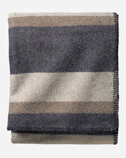 ECO-WISE WOOL PLAID/STRIPE BLANKET IN MIDNIGHT NAVY STRIPE image number 1
