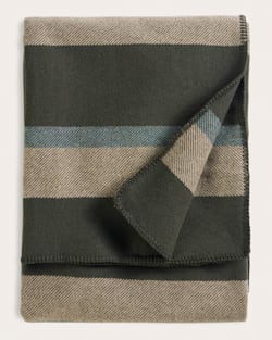 ALTERNATE VIEW OF ECO-WISE WOOL PLAID/STRIPE BLANKET IN OLIVE STRIPE image number 5