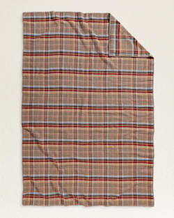 ALTERNATE VIEW OF ECO-WISE WOOL PLAID/STRIPE BLANKET IN RED JASPER image number 2