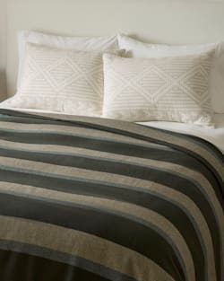 ALTERNATE VIEW OF ECO-WISE WOOL PLAID/STRIPE BLANKET IN OLIVE STRIPE image number 6