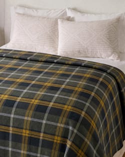 ECO-WISE WOOL PLAID/STRIPE BLANKET IN OLIVE MIX image number 1