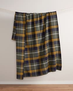 ALTERNATE VIEW OF ECO-WISE WOOL PLAID/STRIPE BLANKET IN OLIVE MIX image number 4