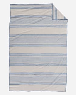 ECO-WISE WOOL PLAID/STRIPE BLANKET IN TAUPE IRVING STRIPE LAYING FLAT image number 2