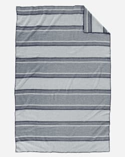 ECO-WISE WOOL PLAID/STRIPE BLANKET IN GREY IRVING STRIPE LAYING FLAT image number 2