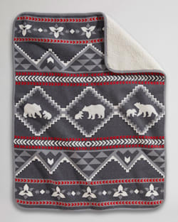 LOST TRAIL SHERPA STROLLER BLANKET IN GREY/RED image number 1