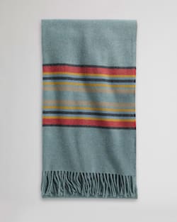 STRIPE 5TH AVENUE MERINO THROW IN GREEN HEATHER image number 1