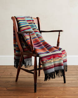 ALTERNATE VIEW OF CHIMAYO THROW IN GARNET/GREY STRIPE image number 3