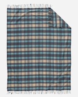 ADDITIONAL VIEW OF PLAID 5TH AVENUE MERINO THROW IN OCEAN OMBRE image number 2