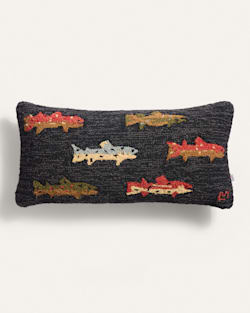 RIVER FISH HOOKED LUMBAR PILLOW IN CHARCOAL MULTI image number 1