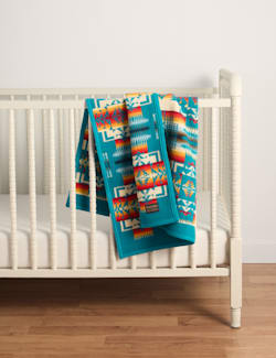 CHIEF JOSEPH CRIB BLANKET IN BRIGHT TURQUOISE image number 1