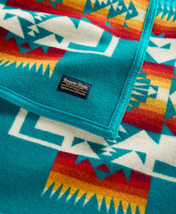 ALTERNATE VIEW OF CHIEF JOSEPH CRIB BLANKET IN BRIGHT TURQUOISE image number 2