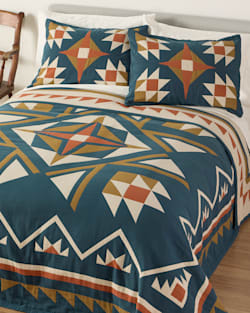 QUILTED STAR COTTON MATELASSE COVERLET COLLECTION IN INDIGO image number 1