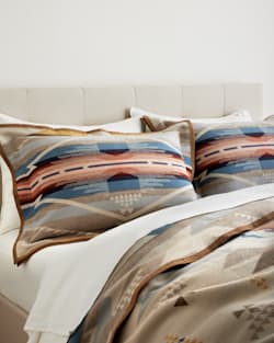 ALTERNATE VIEW OF WHITE SANDS JACQUARD BEDDING COLLECTION IN TAN image number 2