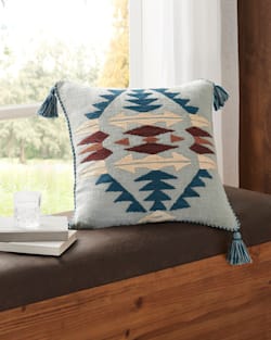 RANCHO ARROYO EMBROIDERED SQUARE PILLOW IN AQUA image number 1