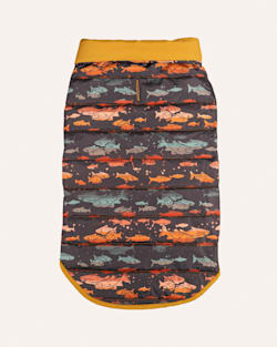 ALTERNATE VIEW OF SALMON FALLS PET PUFFER COAT IN BLUE/GOLD MULTI image number 3