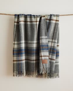ALTERNATE VIEW OF MOTOR ROBE THROW WITH LEATHER CARRIER IN RALEIGH PLAID image number 5