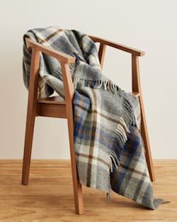 ALTERNATE VIEW OF MOTOR ROBE THROW WITH LEATHER CARRIER IN RALEIGH PLAID image number 6