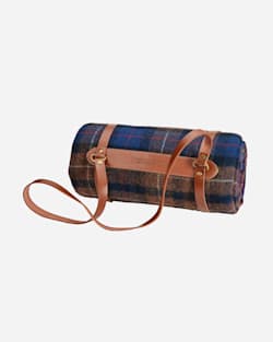 ROLLD UP VIEW OF MOTOR ROBE WITH LEATHER CARRIER IN SHELTER BAY PLAID image number 3