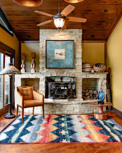 HANDMADE OMBRE RUG IN NAVY MULTI image number 2