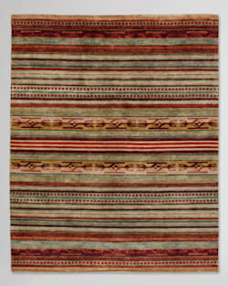 HANDMADE CHIMAYO RUG IN CORAL/NATURAL STRIPE image number 1