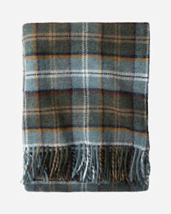 ECO-WISE WOOL FRINGED THROW IN SHALE PLAID image number 1