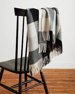 ALTERNATE VIEW OF ECO-WISE WOOL FRINGED THROW IN BLACK/IVORY image number 3