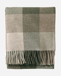 ECO-WISE WOOL FRINGED THROW IN JUNIPER/FAWN image number 1