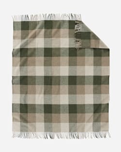 ADDITIONAL VIEW OF ECO-WISE WOOL FRINGED THROW IN JUNIPER/FAWN image number 2