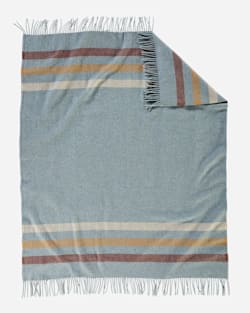 ECO-WISE WOOL FRINGED THROW IN SHALE STRIPE image number 1