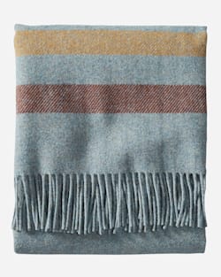 ALTERNATE VIEW OF ECO-WISE WOOL FRINGED THROW IN SHALE STRIPE image number 2