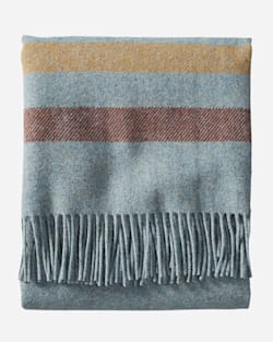 ALTERNATE VIEW OF ECO-WISE WOOL FRINGED THROW IN SHALE STRIPE image number 2