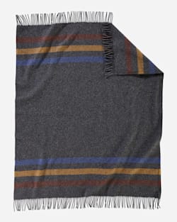 ECO-WISE WOOL FRINGED THROW IN OXFORD STRIPE image number 1